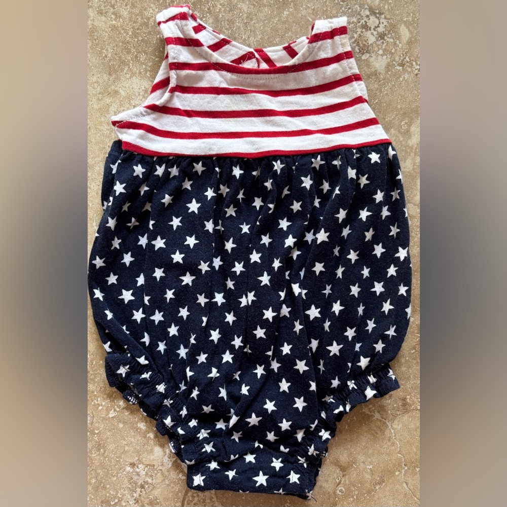 Baby Girl One Piece 0-3 Months 4th of July American Flag America